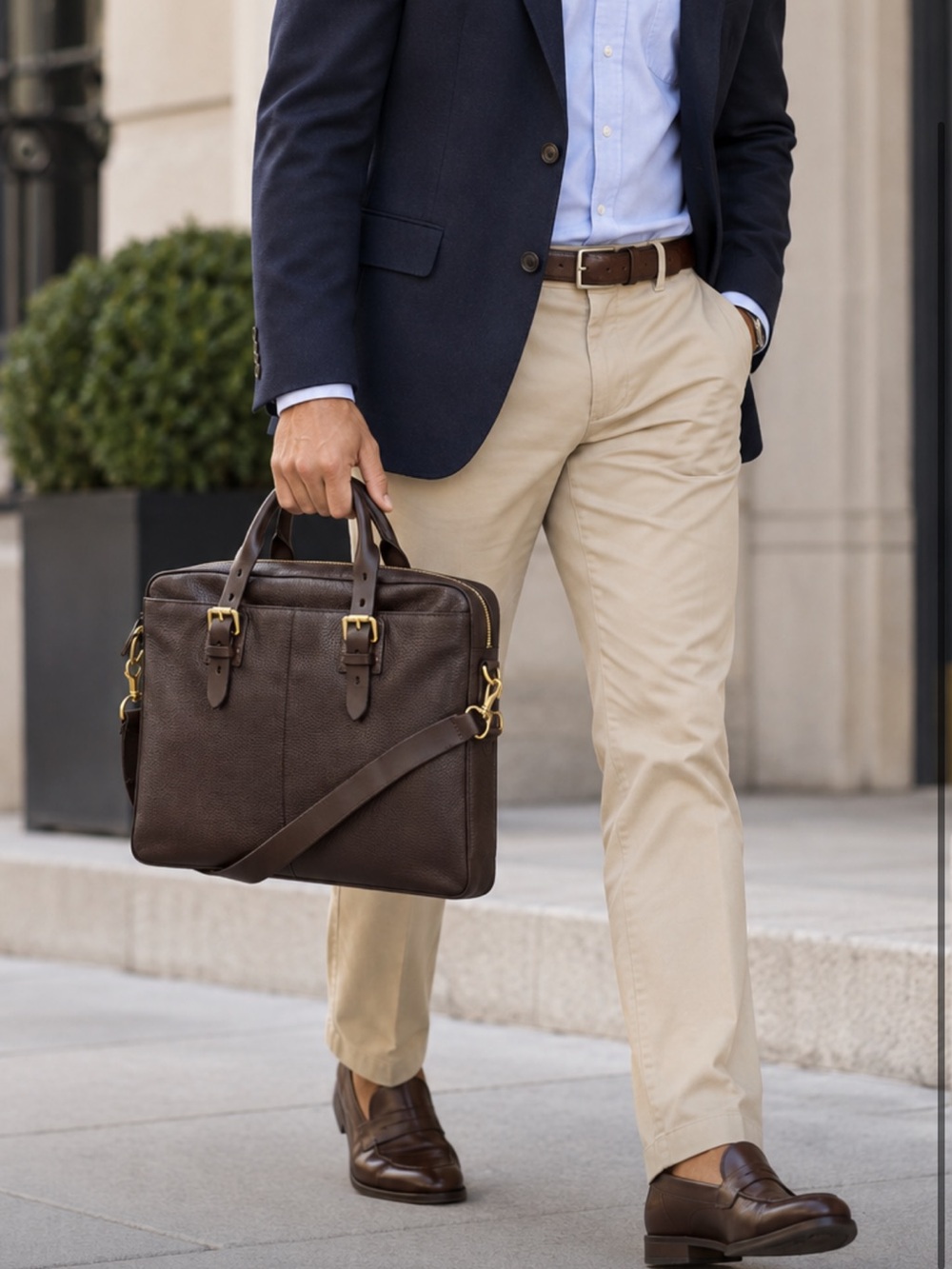 Cole Haan Brayton Pebble Leather Briefcase